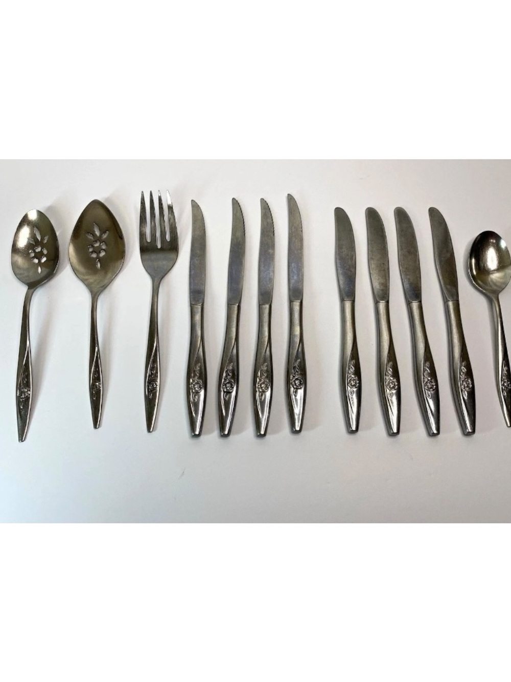 Oneidacraft Deluxe Stainless "Lasting Rose" Flatware Replacement Lot (12 Pcs)